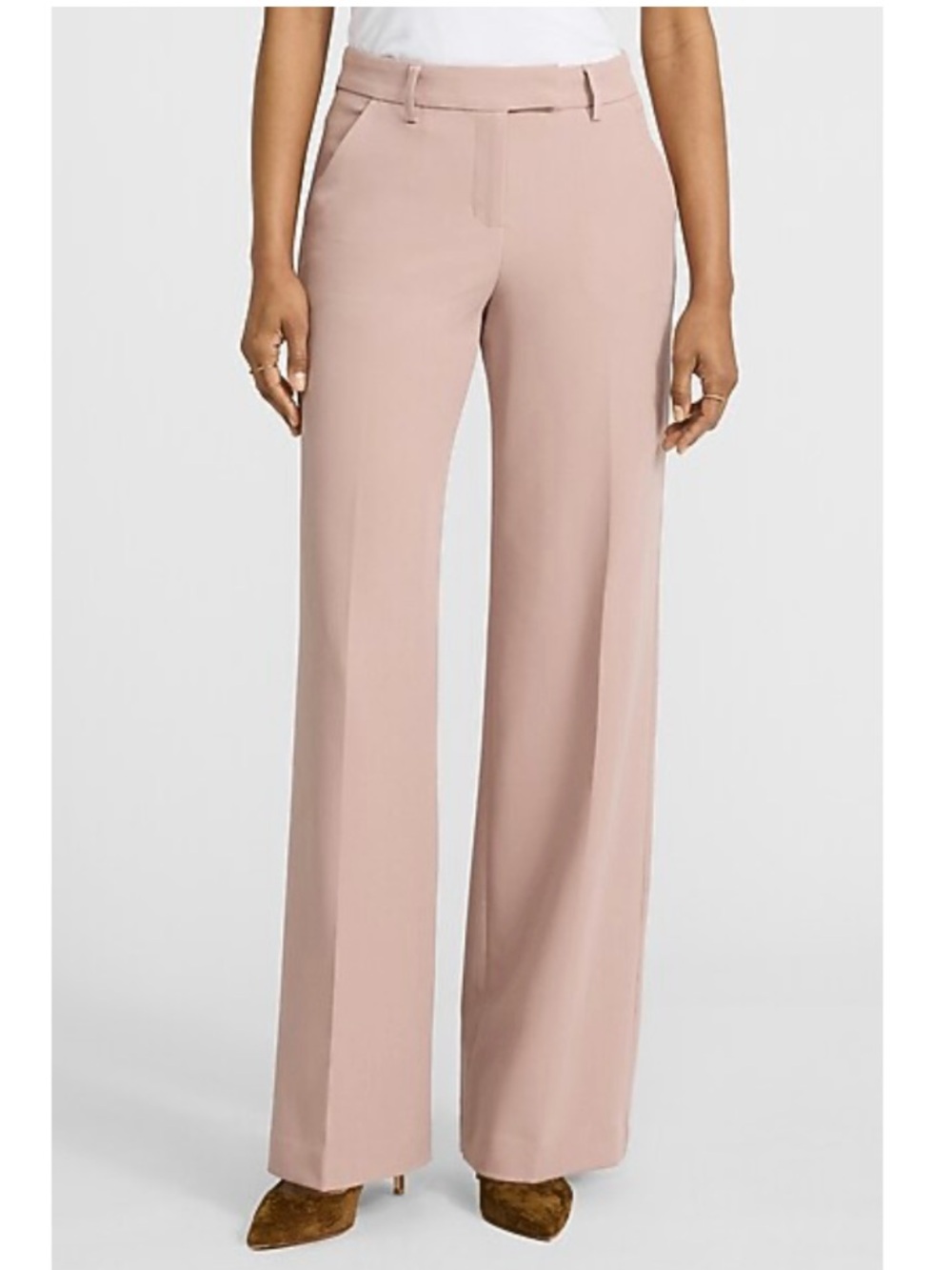 Express Editor Relaxed Trouser Mid-Rise Trouser Crepe Pant Career Preppy Pink 8